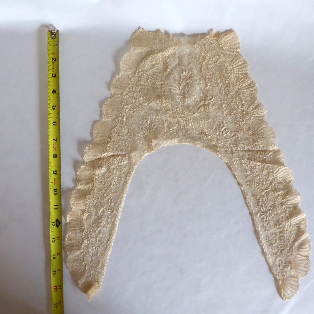 VINTAGE ANTIQUE 16” VICTORIAN CREAM LACE COLLAR - Picture 13 of 16